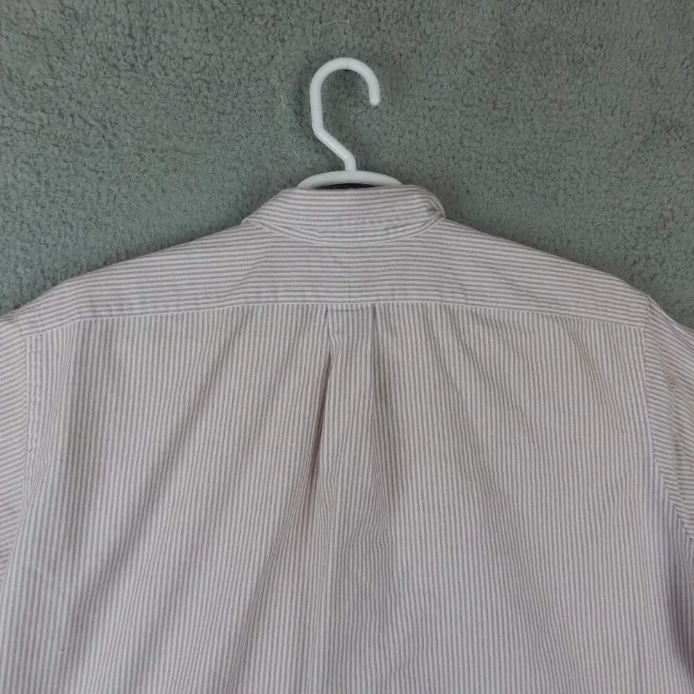 Polo Ralph Lauren Button Up Shirt Mens 18 36 37 Red Striped Pony Long Sleeve